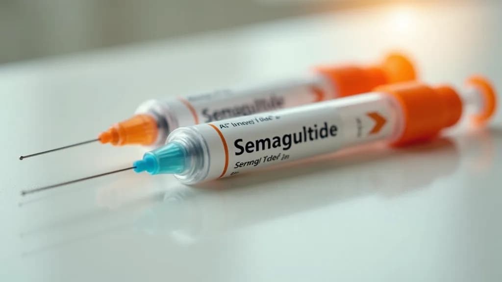 Two semaglutide injection pens labeled for different uses resting side by side on a clean surface